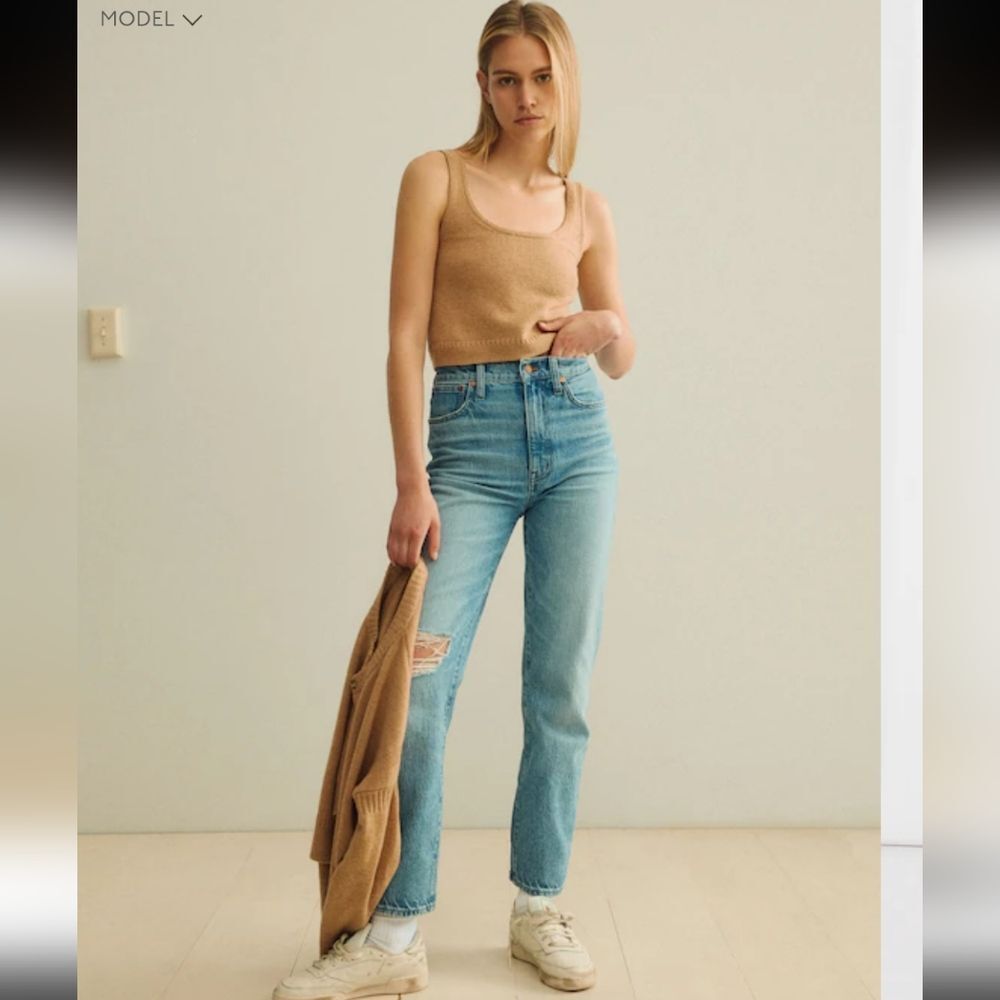 Madewell The Perfect Vintage Straight Jean Light Wash 28 Distressed